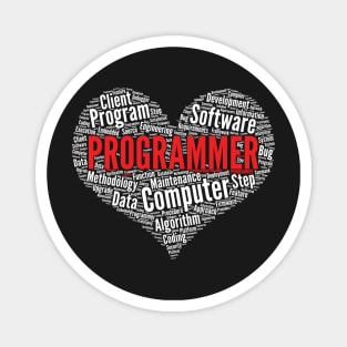 Programmer Heart Shape Word Cloud Design Coding product Magnet